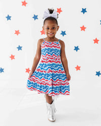 Baby Kids Bamboo Pajamas — All American Sleeveless Girls Dress & Shorts Set — Image 1