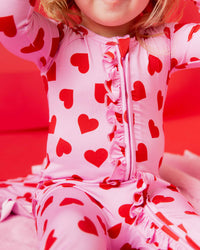 Baby Kids Bamboo Pajamas — All Heart Eyes Convertible Ruffle Romper — Image 1