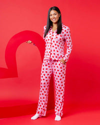 Baby Kids Bamboo Pajamas — All Heart Eyes Women's Long Sleeve Collar Shirt & Pants Pajama Set — Image 1