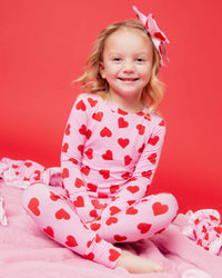 Baby Kids Bamboo Pajamas — All Heart Eyes Long Sleeve Pajama Set — Image 1