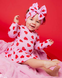 Baby Kids Bamboo Pajamas — All Heart Eyes Long Sleeve Ruffle Dress — Image 1