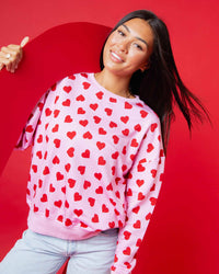 Baby Kids Bamboo Pajamas — All Heart Eyes Women's Relaxed Crew Neck Sweatshirt — Image 1