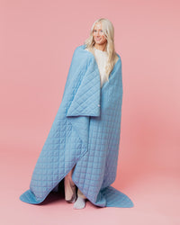 Baby Kids Bamboo Pajamas — Sky Blue Quilted Bamboo Blanket - Adult & Kids — Image 1