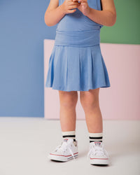 Baby Kids Bamboo Pajamas — Popsicle Blue Girls Skort — Image 1