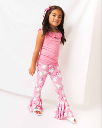 Baby Kids Bamboo Pajamas — BOOsties Forever Ruffle Sleeve Top & Bell Bottoms Set — Image 1