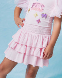 Baby Kids Bamboo Pajamas — Ballet Pink Girls Ruffle Skort — Image 1