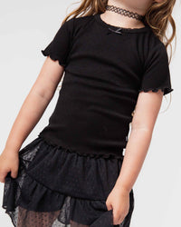 Baby Kids Bamboo Pajamas — Black Pointelle Top — Image 1