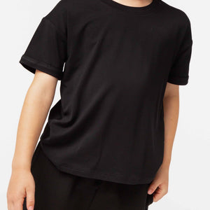 Baby Kids Bamboo Pajamas — Black T-Shirt — Image 1