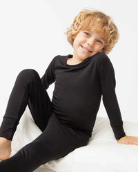 Baby Kids Bamboo Pajamas — Black Long Sleeve Pajama Set — Image 1