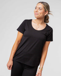 Baby Kids Bamboo Pajamas — Black Women's Short Sleeve T-Shirt — Image 1