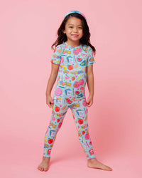 Baby Kids Bamboo Pajamas — Cheer We Go Short Sleeve Pajama Set — Image 1
