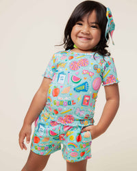 Baby Kids Bamboo Pajamas — Cheer We Go Top & Shorts Set — Image 1