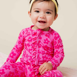 Baby Kids Bamboo Pajamas — Daisy Bell Convertible Ruffle Romper — Image 1