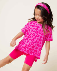 Baby Kids Bamboo Pajamas — Daisy Bell Girls Oversized T-Shirt & Biker Shorts Set — Image 1