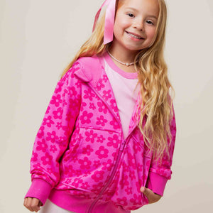 Baby Kids Bamboo Pajamas — Daisy Bell Zip-Up Hoodie — Image 1