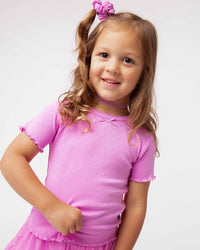 Baby Kids Bamboo Pajamas — Pencil Pink Pointelle Top — Image 1