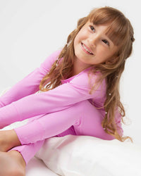 Baby Kids Bamboo Pajamas — Pencil Pink Long Sleeve Pajama Set — Image 1
