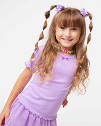 Baby Kids Bamboo Pajamas — Purple Doodles Pointelle Top — Image 1