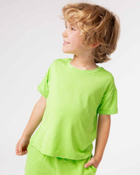 Baby Kids Bamboo Pajamas — Recess Green T-Shirt — Image 1