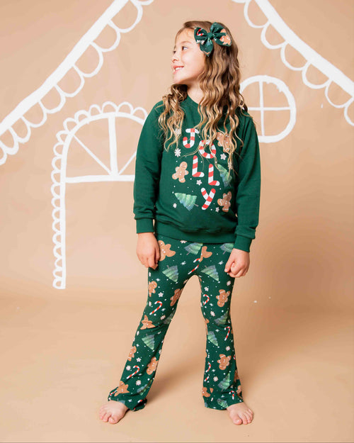 Baby Kids Bamboo Pajamas — Bake it Happen Crew Neck Sweatshirt & Bell Bottoms Set — Image 1