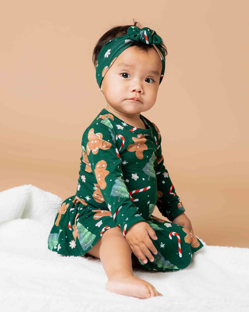 Baby Kids Bamboo Pajamas — Bake it Happen Long Sleeve Ruffle Dress — Image 4