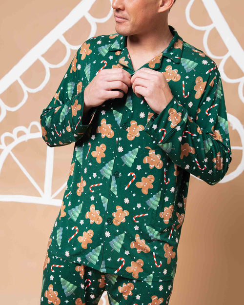 Baby Kids Bamboo Pajamas — Bake it Happen Men's Collar Shirt & Pants Set — Image 2