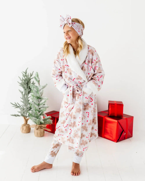 Baby Kids Bamboo Pajamas — Baking Spirits Bright Kids Plush Robe — Image 5