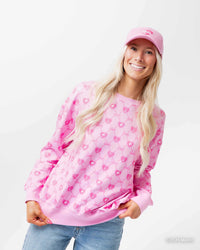 Baby Kids Bamboo Pajamas — Barbie™ Bowtique Women's Relaxed Crew Neck Sweatshirt — Image 1