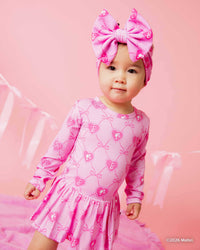 Baby Kids Bamboo Pajamas — Barbie™ Bowtique Long Sleeve Ruffle Dress — Image 1