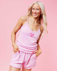 Baby Kids Bamboo Pajamas — Barbie™ Bowtique Women's Pointelle Camisole & Shorts Set — Image 1