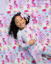Baby Kids Bamboo Pajamas — Barbie™ Fantasy Bum Bum Blanket — Image 1