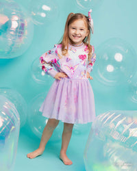 Baby Kids Bamboo Pajamas — Barbie™ Fantasy Long Sleeve Sweatshirt Tulle Dress — Image 1