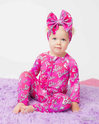 Baby Kids Bamboo Pajamas — Barbie™ Iconic Convertible Ruffle Romper — Image 1