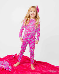 Baby Kids Bamboo Pajamas — Barbie™ Iconic Long Sleeve Pajama Set — Image 1