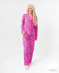 Baby Kids Bamboo Pajamas — Barbie™ Iconic Women's Long Sleeve Collar Shirt & Pants Pajama Set — Image 1