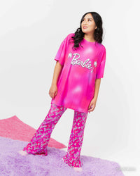Baby Kids Bamboo Pajamas — Barbie™ Iconic Women's Oversized T-Shirt & Bell Bottoms Set — Image 1