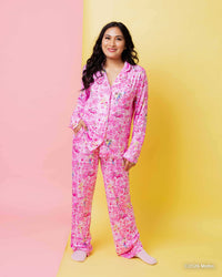 Baby Kids Bamboo Pajamas — Barbie™ Star Power Women's Long Sleeve Collar Shirt & Pants Pajama Set — Image 1