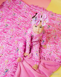 Baby Kids Bamboo Pajamas — Barbie™ Star Power Ruffled Minky Blanket — Image 1