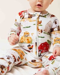 Baby Kids Bamboo Pajamas — Barn to Be Wild Convertible Romper — Image 1