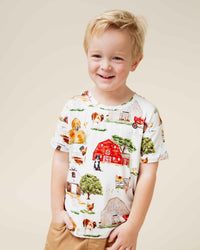 Baby Kids Bamboo Pajamas — Barn to Be Wild T-Shirt — Image 1