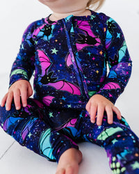 Baby Kids Bamboo Pajamas — Bat Attitude Convertible Romper — Image 1