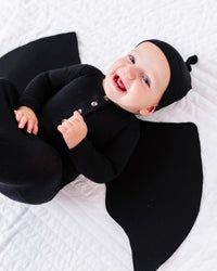 Baby Kids Bamboo Pajamas — Bat Wings Knotted Gown + Beanie Set — Image 1
