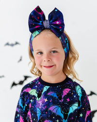 Baby Kids Bamboo Pajamas — Bat Attitude Biggie Bow — Image 1