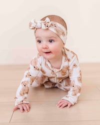 Baby Kids Bamboo Pajamas — Bear Hugs Headwrap — Image 1