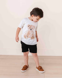 Baby Kids Bamboo Pajamas — Bear Hugs Short Sleeve T-Shirt & Shorts Set — Image 1