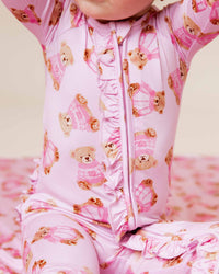 Baby Kids Bamboo Pajamas — Beary Special Convertible Ruffle Romper — Image 1