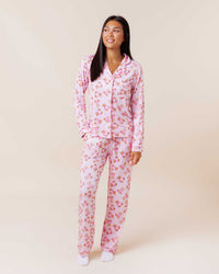 Baby Kids Bamboo Pajamas — Beary Special Women's Long Sleeve Collar Shirt & Pants Pajama Set — Image 1