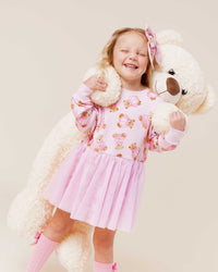 Baby Kids Bamboo Pajamas — Beary Special Long Sleeve Sweatshirt Tulle Dress — Image 1