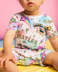 Baby Kids Bamboo Pajamas — Beatles™ Shortie Romper — Image 1