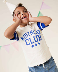Baby Kids Bamboo Pajamas — Birthday Club Varsity T-Shirt — Image 1